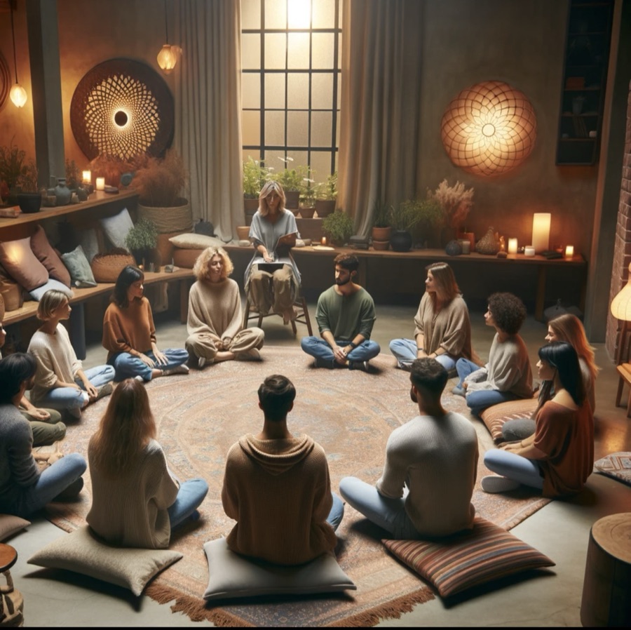 A circle gathered by candlelight