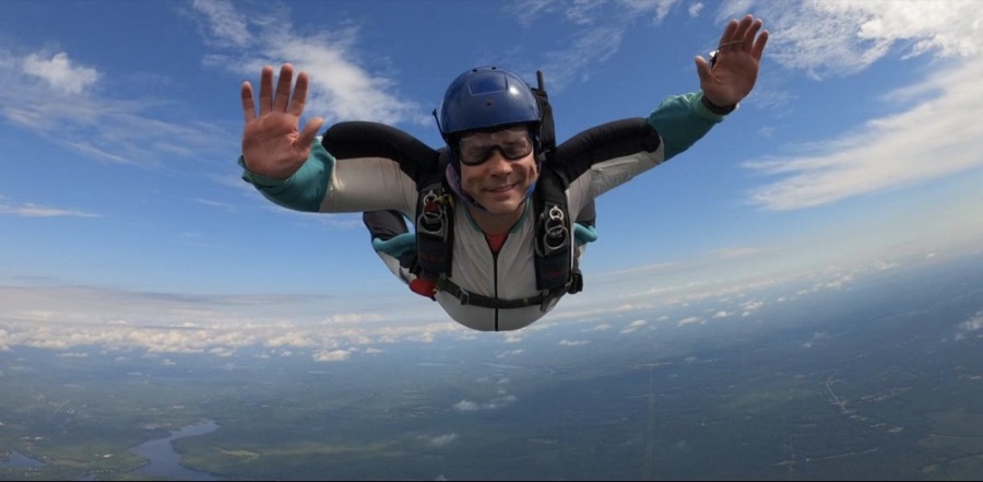 A skydiver in free fall
