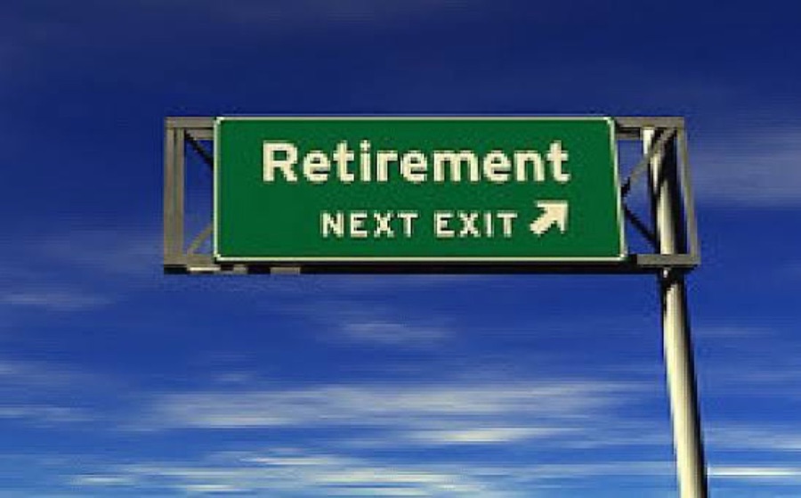 A road sign pointing to retirement